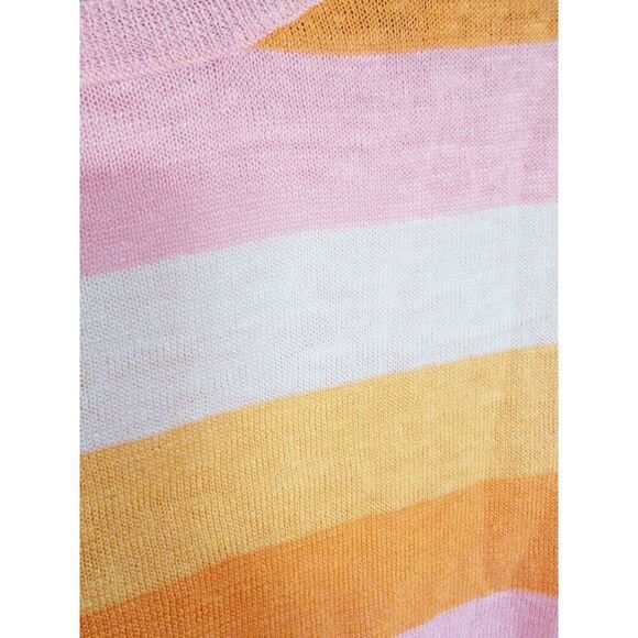 Tommy Hilfiger M Sweater Women's  Striped Pink Orange 100% Linen‎ Long Sleeve - Picture 4 of 7